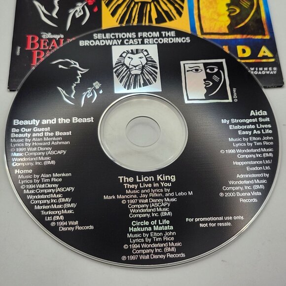 Disney Broadway Cast Recordings Beauty And The Beast The Lion King Aida Promo CD - Picture 3 of 4